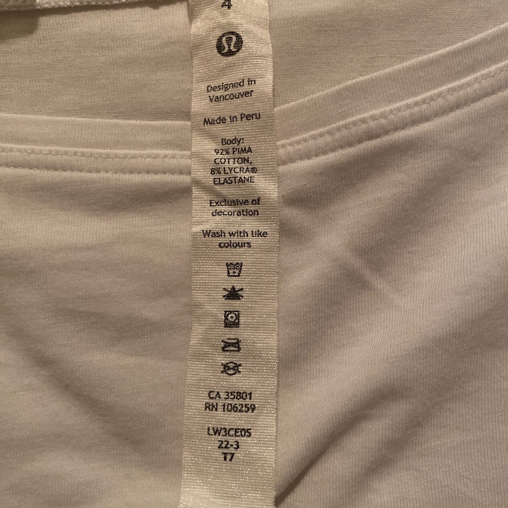 Lululemon long sleeve white yoga shirt